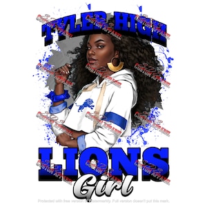 Football Girl Sublimationsdesign: Lions, Tyler High (PNG)