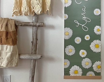 Personalized Daisy Growth Chart for Kids, Daisy Nursery Decor,Natural Nursery,Baby Gift,Boho Nursery,Wildflowers,Kids Height Chart,Woodland