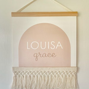 Personalized Baby Name Sign, Custom Baby Name Art, Blush Colored, Boho Arch, Boho Nursery Decor, Personalized Baby Gift, Neutral image 1