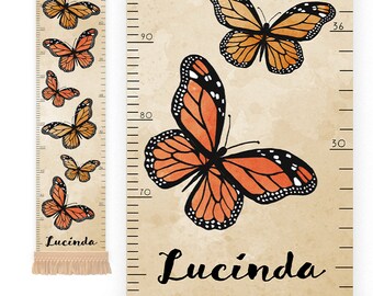 Personalized Growth Chart for Kids,Butterfly Height Chart,Monarch Butterflies,Kids Height Chart,Family Growth Chart,Woodland Nursery Decor