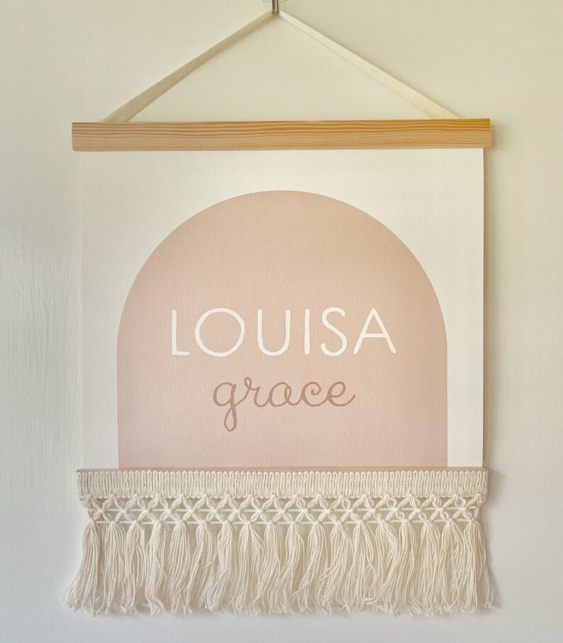 Personalized Baby Name Sign, Custom Baby Name Art, Blush Colored, Boho Arch, Boho Nursery Decor, Personalized Baby Gift, Neutral image 1