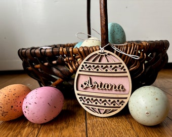 Personalized Easter Basket Tag Easter Egg Easter Basket Name Charm Easter Gift Tag Kids Easter Gift Personalized Easter Gift