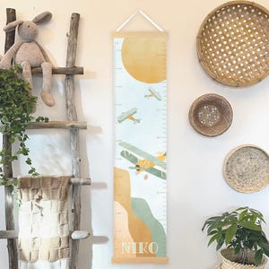 Personalized Airplane Growth Chart: Sage Green Decor Keepsake