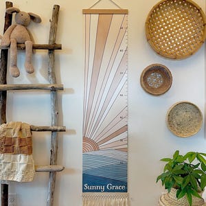 Personalized Canvas Growth Chart, height chart, Ocean Nursery, Surf Decor,Custom Gift, Family Growth Chart, Growth Ruler