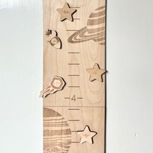 Personalized Wooden Growth Chart: Solar System Space Theme, Includes Height Markers