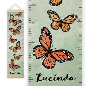 Personalized Growth Chart,Butterfly Height Chart,Green,Monarch,height chart,Family Growth Chart,Woodland wall decor