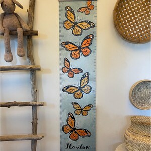 Personalized Growth Chart,Butterfly Height Chart,Blue,Monarchs,height chart,Family Growth Chart,Woodland wall decor