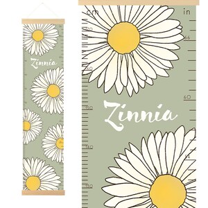 Personalized Daisy Growth Chart, Daisy wall decor, Sage Nursery, Custom Gift,Wildflowers,height chart,Growth Chart Ruler