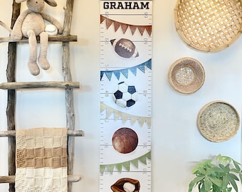 Graphique personnalisé de croissance pour le sport - Baseball Basketball Football Soccer Enfants Hauteur Tracker Nursery Chambre à coucher