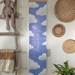 Personalized Growth Chart, Airplane wall decor,Clouds, Sky,Airplane Print,Family Growth Chart,Kids Canvas Height Chart