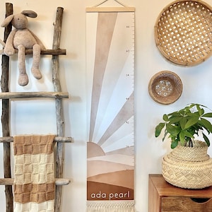 Personalized Growth Chart |  Boho | Woodland wall decor | Mountain | Sunrise | Rising Sun | Earth Tones | Kids Canvas Growth Chart