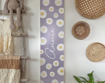 Personalized Daisy Growth Chart, Daisy wall decor, Lavender Lilac Purple Custom Gift, Wildflowers, Woodland, height chart