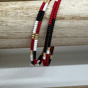 San Francisco 49ers Miyuki Seed Bead Memory Wire Bracelet Set: Adjustable, Stackable, Lightweight Designs