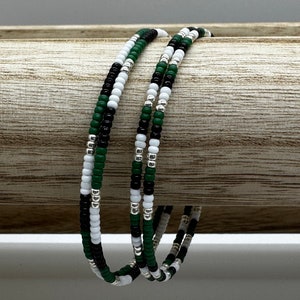 Philadelphia Eagles/Glass Seed Bead Memory Wire Bracelet/ 2 piece set/ Delicate Tiny Seed Bead /Adjustable/ Stackable/Handmade/Lightweight