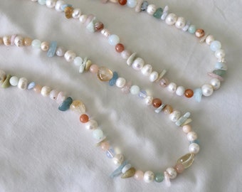 Seashore Gemstone Necklace | Pearls and Gemstones Choker Necklace