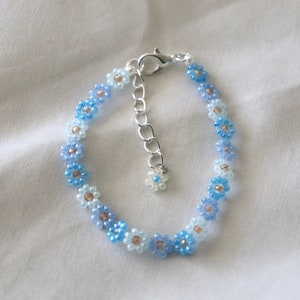 Beaded Flower Bracelets Daisy Bead Bracelets Beaded Friendship Bracelets Matching Bracelets Gift for Her perfect blues