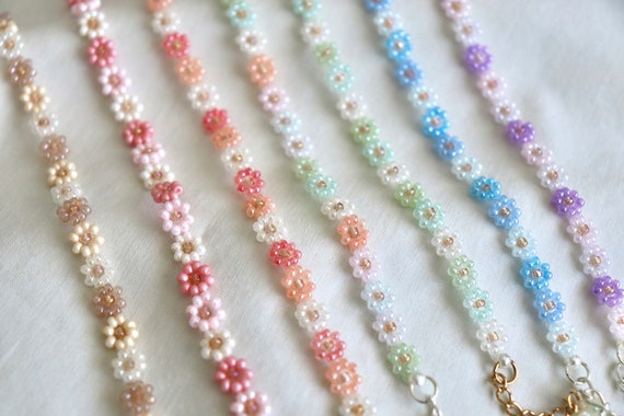 Seed Bead Flower Chain Friendship Bracelet Pattern Daisy Chain
