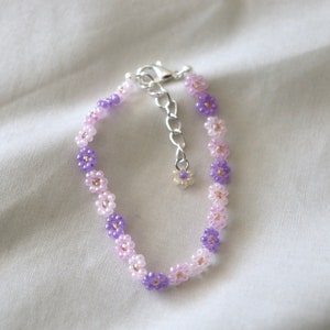 Beaded Flower Bracelets Daisy Bead Bracelets Beaded Friendship Bracelets Matching Bracelets Gift for Her violet haze