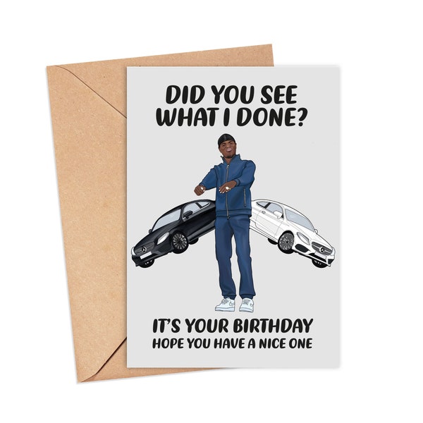 J Hus Inspired Card - Rapper Birthday Card - Funny Birthday Card - Music Birthday Card - Car Lover Birthday Card For Boyfriend / Friend