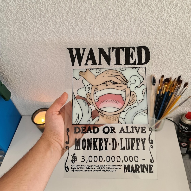 One Piece Glass Painting Wanted Luffy Gear 5 nika Etsy