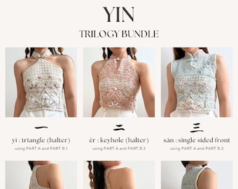 YIN trilogy bundle (cheongsam-inspired top) | PDF Crochet Patterns | Expert | Made-to-Measure | Tutorials with Pictures and Videos by seratt