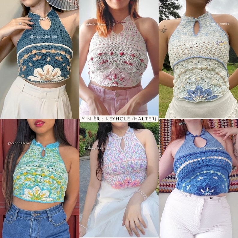 Lot de trilogie YIN haut inspiré du cheongsam Modèles PDF au crochet Experte Sur mesure Tutoriels avec photos et vidéos par seratt image 8