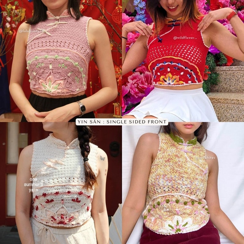 YIN trilogy bundle cheongsam-inspired top PDF Crochet Patterns Expert Made-to-Measure Tutorials with Pictures and Videos by seratt image 9