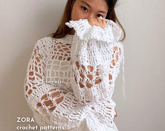 ZORA 3-in-1 mesh (vest, top, bolero) | PDF-haakpatroon | Gemiddeld | Op maat gemaakt | Zelfstudies met afbeeldingen en video&#39;s van SERATT