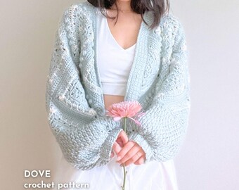 DOVE Crochet Cardigan Pattern Granny Square Made-to-Measure (PDF Pattern)