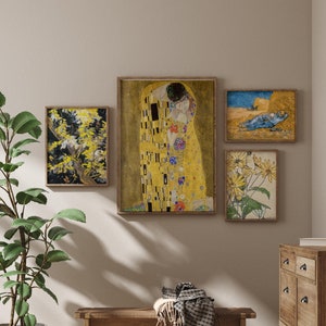Gallery Wall Art, Poster Ästhetik, Ausstellungsposter, Klimt Kuss Druck, Jugendstil Set, Museumsposter, Eklektische Wand,Digitaler Download