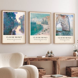 Monet Gallery Wall Set, Claude Monet Poster Set, Vintage Print Set Of 3, Exhibition Poster, Famous Art Print, Art Nouveau Print, Digital Art