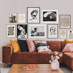 Galeriemuurbundel, posterset, zwart-witte printset, trendy wanddecoratie, neutrale fotowand, set van 11 prints, digitale prints