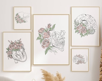 Láminas artísticas de anatomía floral, decoración mural médica (descarga digital)