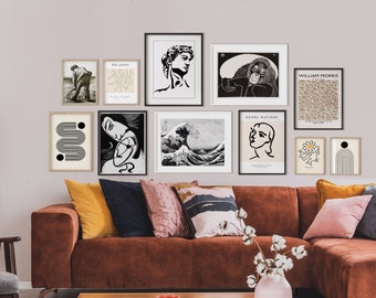 Modern Black and White Gallery Wall Art, Set of 11 Prints (Digital Prints)