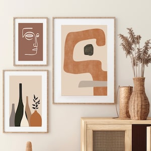 Dark Green Orange Art Print, Abstract Shapes Art, Color Block Wall Art, Earth Tone Art, Burn Orange Decor, Terra Cotta Art, Navy Art