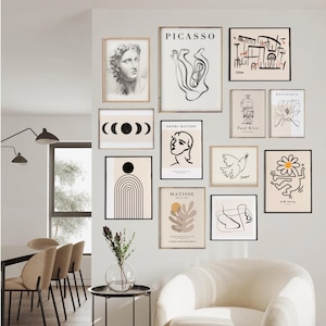 Gallery Wall Art Set of 12, Keith Haring Picasso Matisse Print Set, Exhibition Wall Art, Museum Poster Set, Digital Print Set