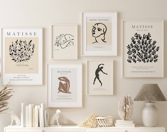 Matisse Exhibition Poster Set, Black and White Gallery Wall Art (Digital Download)