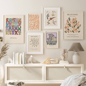 Haring Matisse Gallery Wall Set, Print Set of 6, Exhibition Posters,Keith Haring Print,Picasso Wall Art,Museum Poster Set, Digital Print Set