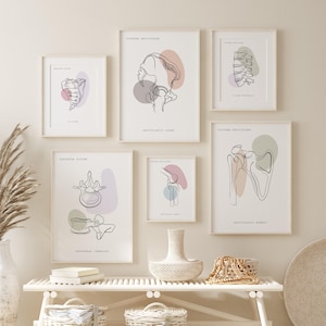 Impresiones de arte de anatomía humana, arte médico, arte de pared ortopédico, cartel de quiropráctica, cartel de anatomía, decoración clínica, conjunto de arte de anatomía imprimible imagen 1