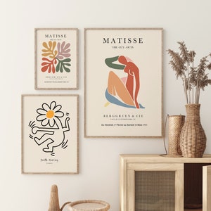 Matisse Keith Haring Print Set, Gallery Wall Prints, Exhibition Poster Set, Museum Art Prints, Keith Haring Poster,Matisse Print Set Digital
