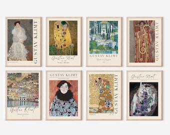 Gustav Klimt Print Set of 9, Art Nouveau Gallery Wall (Digital Download)