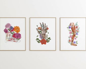Set de 3 láminas artísticas de anatomía floral (descarga digital)