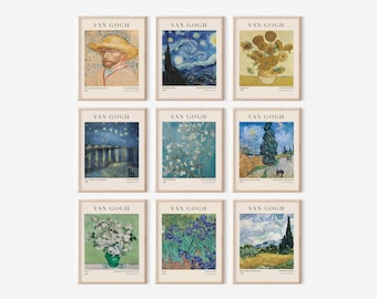 Van Gogh Print Set of 9, Vintage Gallery Wall Art (Digital Download)