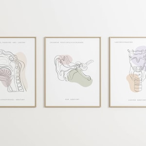 Anatomie Kunst, HNO Print, medizinische Kunst, Hals, Nase, Anatomie, Rachen, Kehlkopf, Anatomie Print-Set, Klinik Dekor, druckbare Anatomie, medizinische Poster