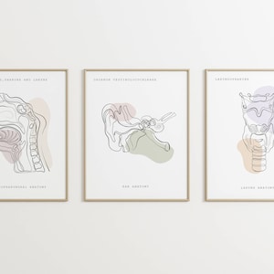 Anatomy Art, ENT Print, Medical Art, Ear Throat Nose Anatomy Pharynx, Larynx,Anatomy Print Set,Clinic Decor,Printable Anatomy,Medical Poster