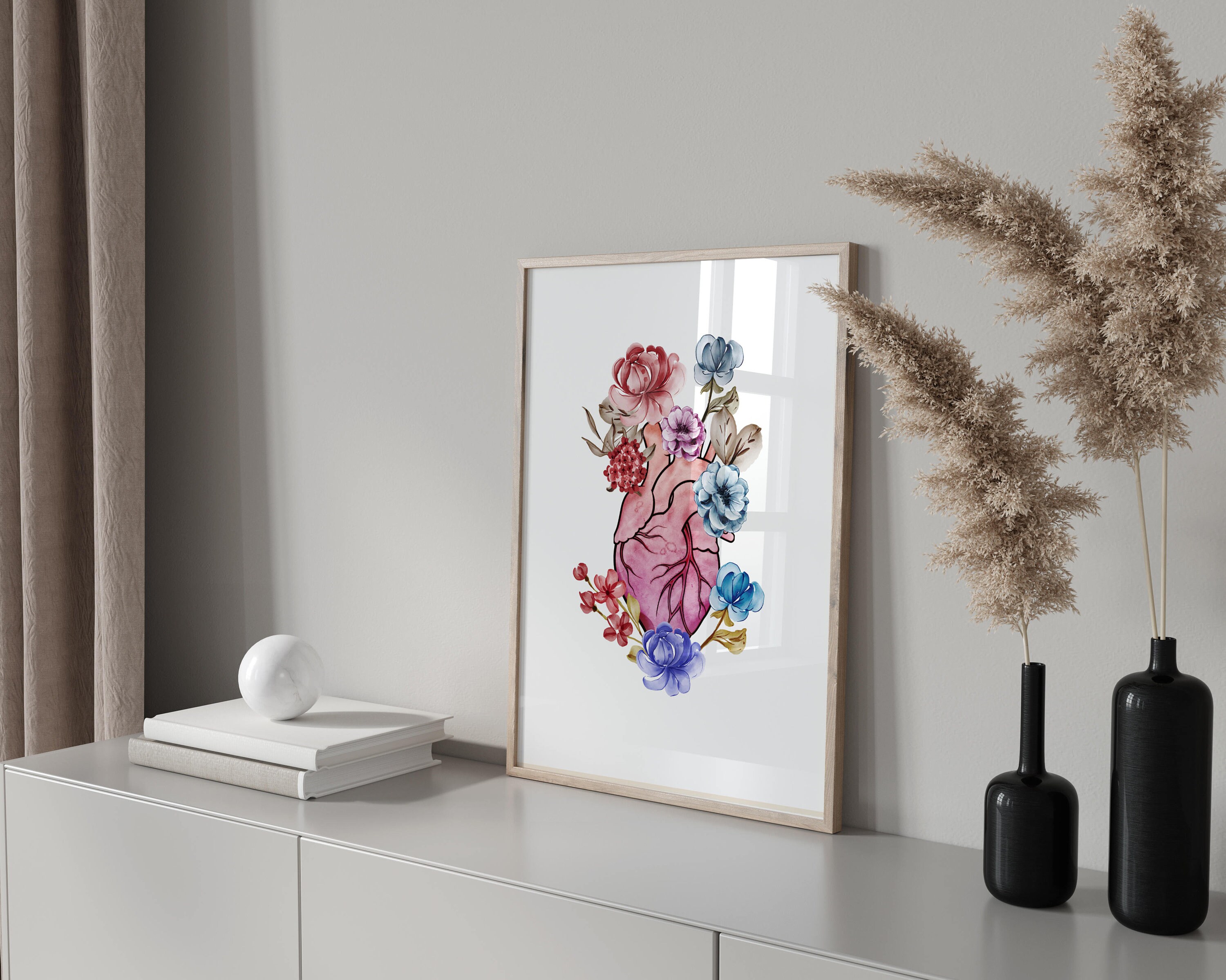 Anatomy Print Set of 3 Anatomy Art Floral Anatomy Poster Etsy