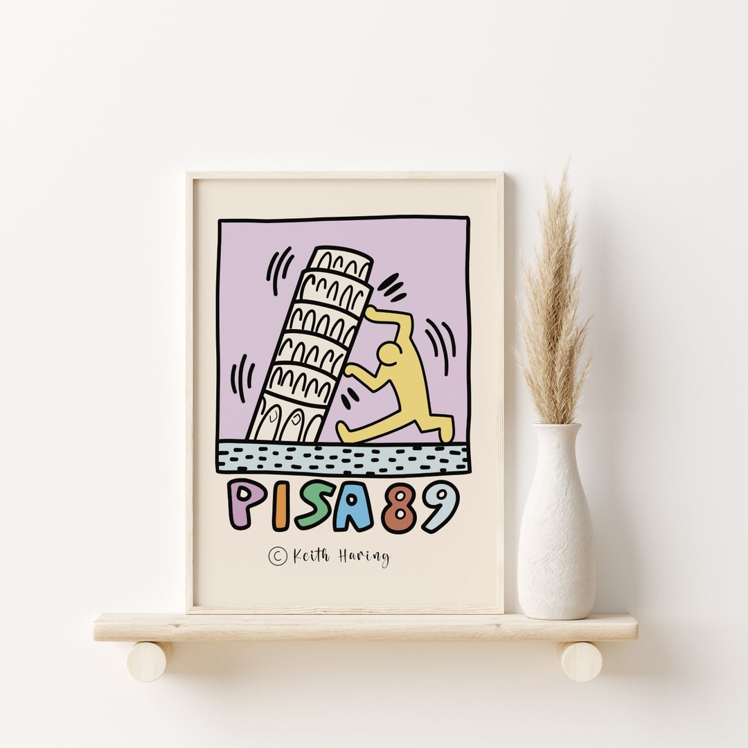 Keith Haring Print, Pastel Pop Art Poster, Exhibition Wall Art, Keith Haring Poster, Street Art