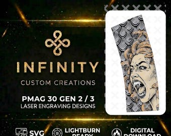 Medusa PMAG  Lightburn & SVG Ready | Mythology Tactical Magazine Design | Fiber Laser Digital Download