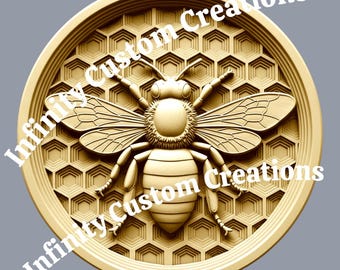 Honey Bee Coin Depth Map | 3D Embossing, Grayscale (BMP) (Digital Download)
