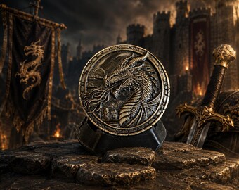 Dragon's Wrath Challenge Coin | Double-Sided Fantasy Dragon Collectible | Solid Brass EDC Coin | Pocket Carry | Gift for Dragon Lovers